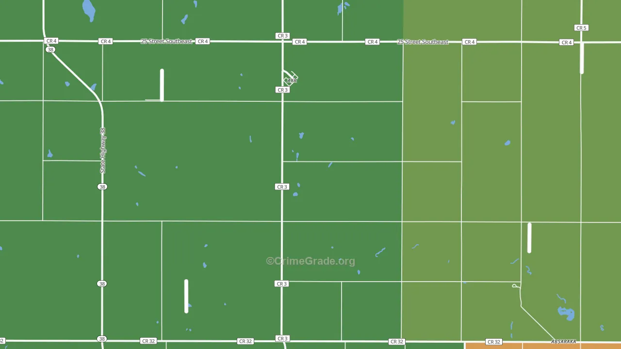 Ayr, ND Map of Burglary Rates