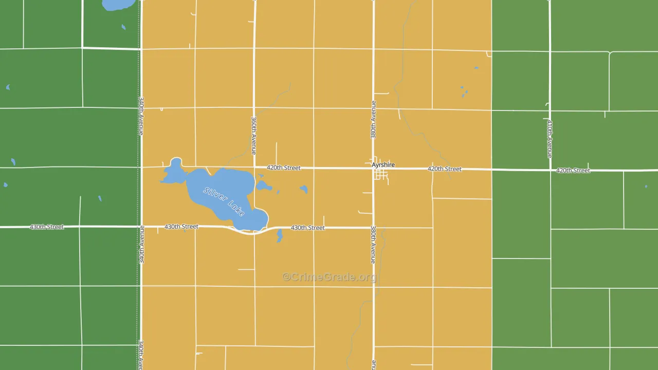 Ayrshire, IA Map of Burglary Rates