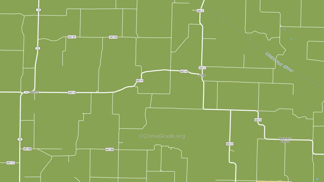 Azen, MO Map of Burglary Rates