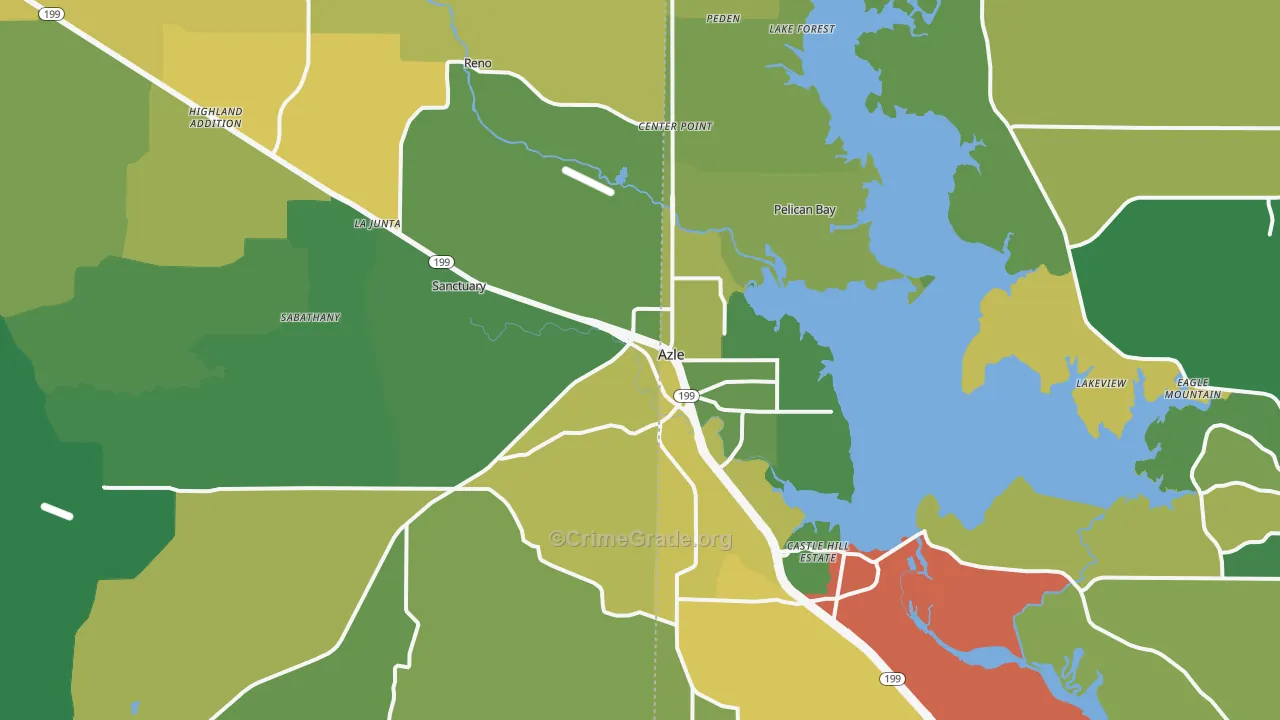 Azle, TX Map of Burglary Rates