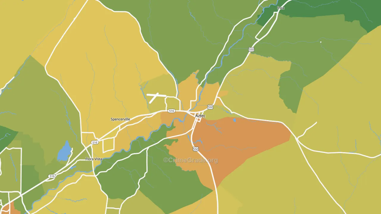 Aztec, NM Map of Burglary Rates