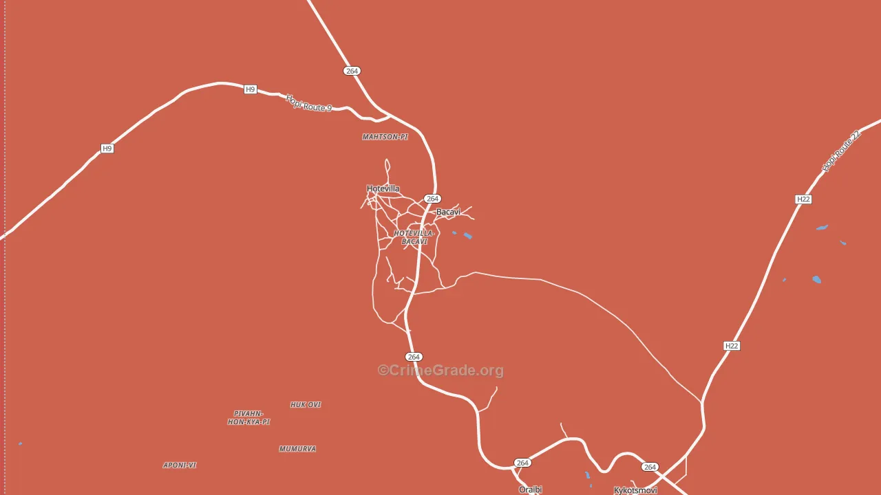 Bacavi, AZ Map of Burglary Rates