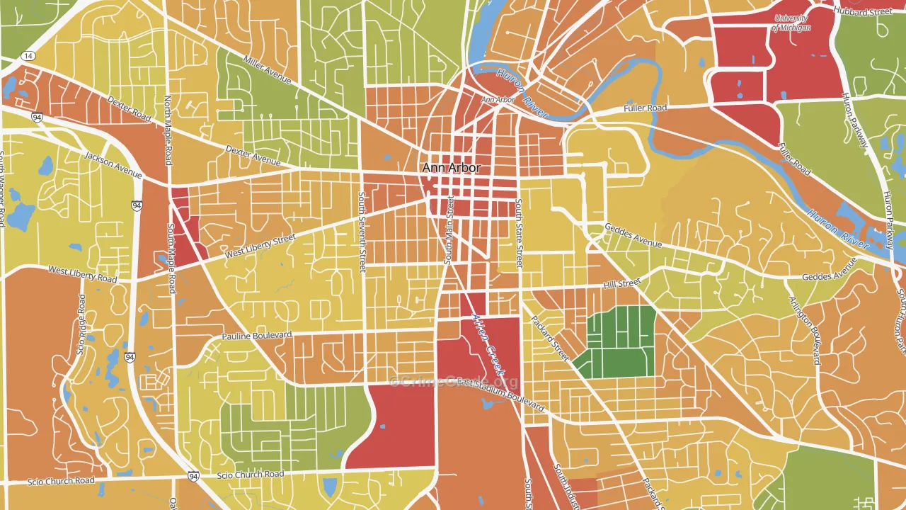 Bach, Ann Arbor, MI Map of Burglary Rates