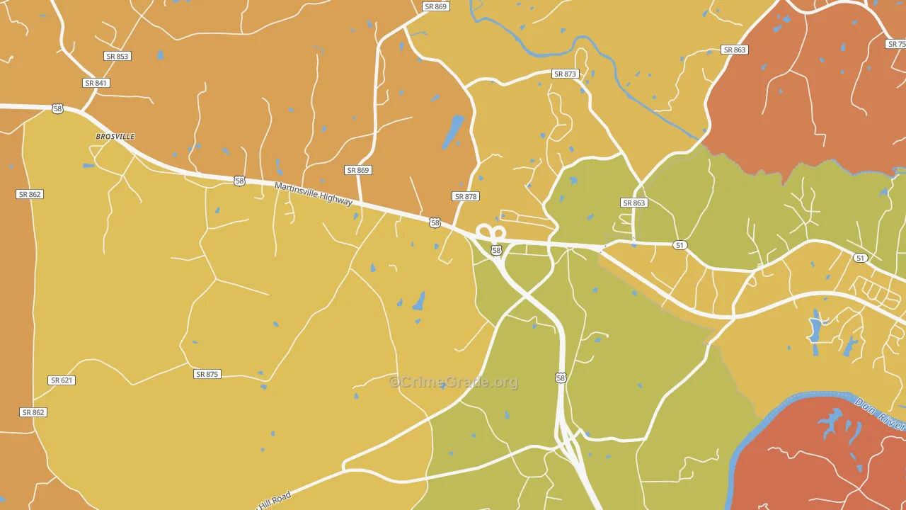 Bachelors Hall, VA Map of Burglary Rates