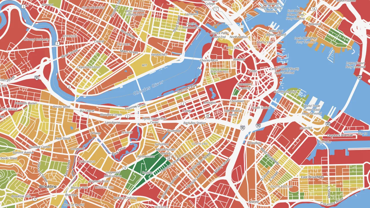 Back Bay, Boston, MA Map of Burglary Rates