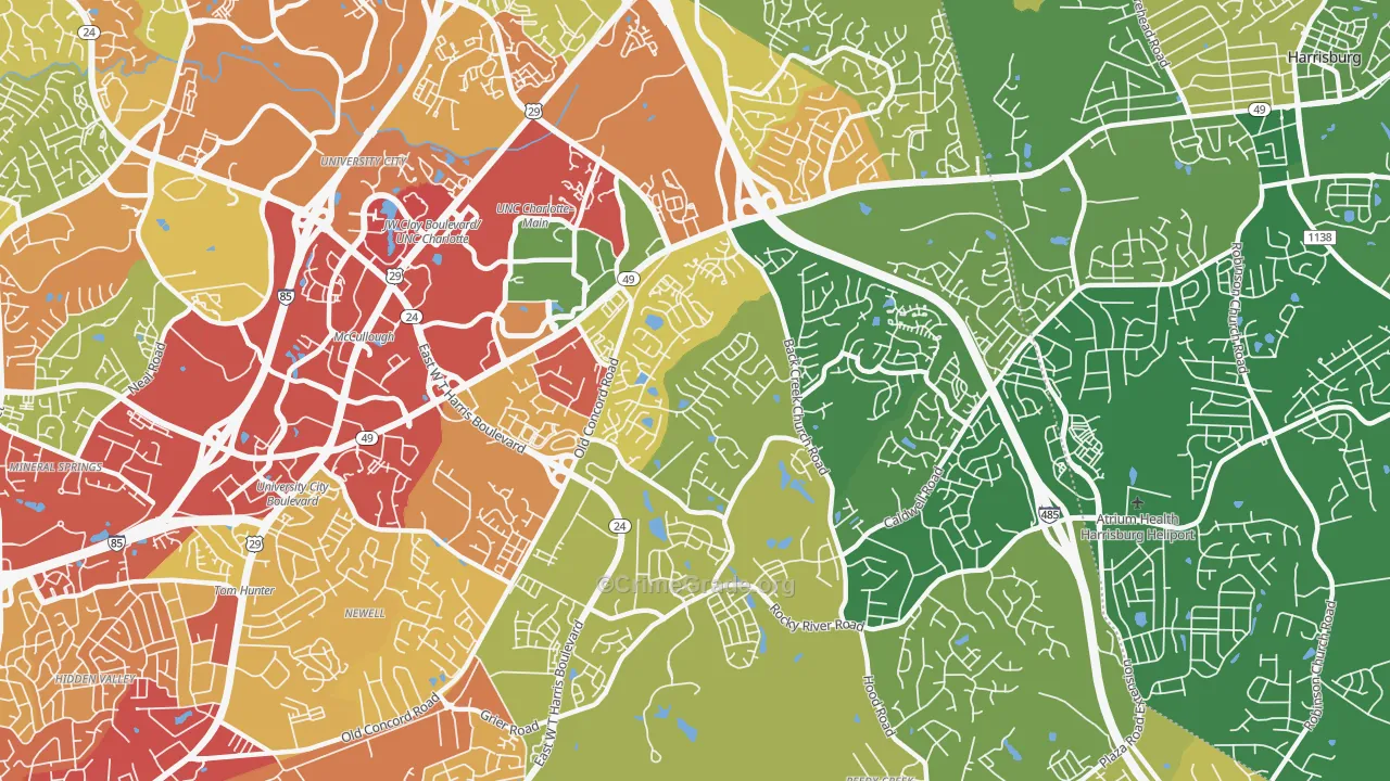 Back Creek Church Road, Charlotte, NC Map of Burglary Rates
