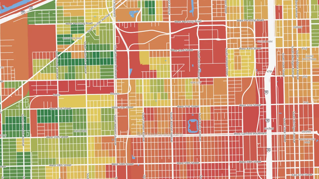 Back of the Yards, Chicago, IL Map of Burglary Rates