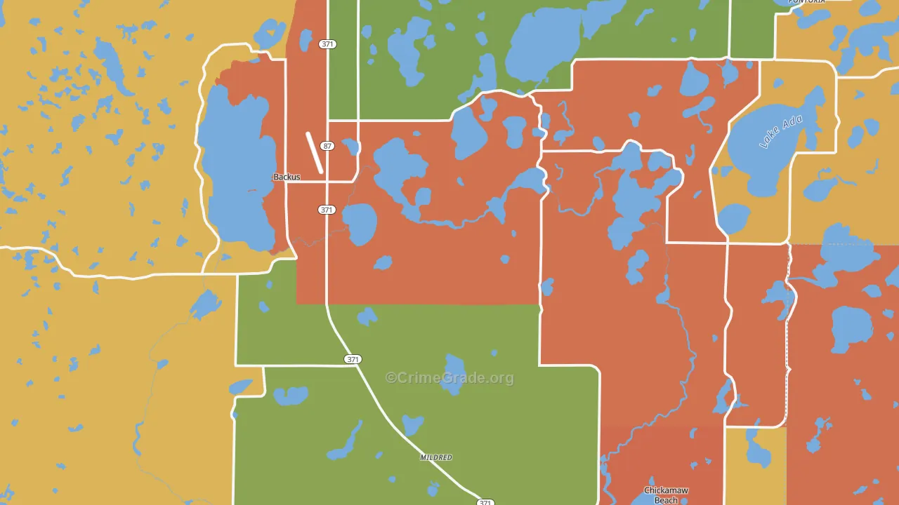 Backus, MN Map of Burglary Rates
