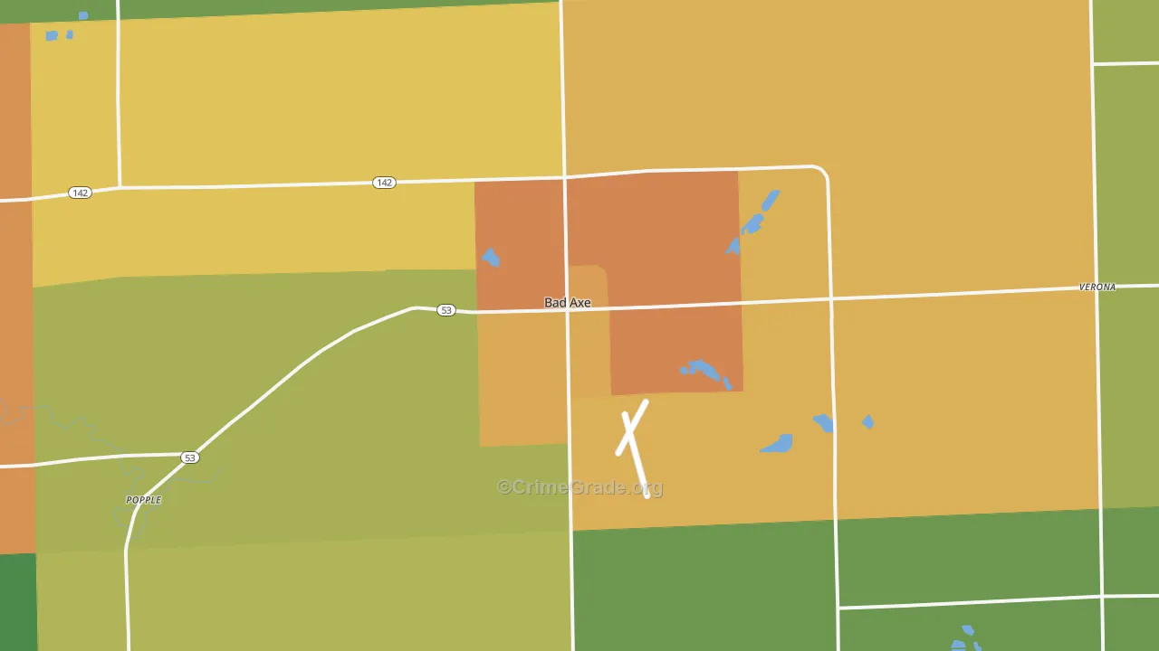 Bad Axe, MI Map of Burglary Rates