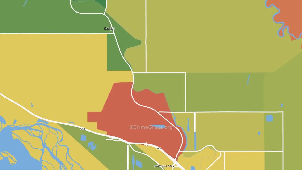 Badger, AK Map of Burglary Rates