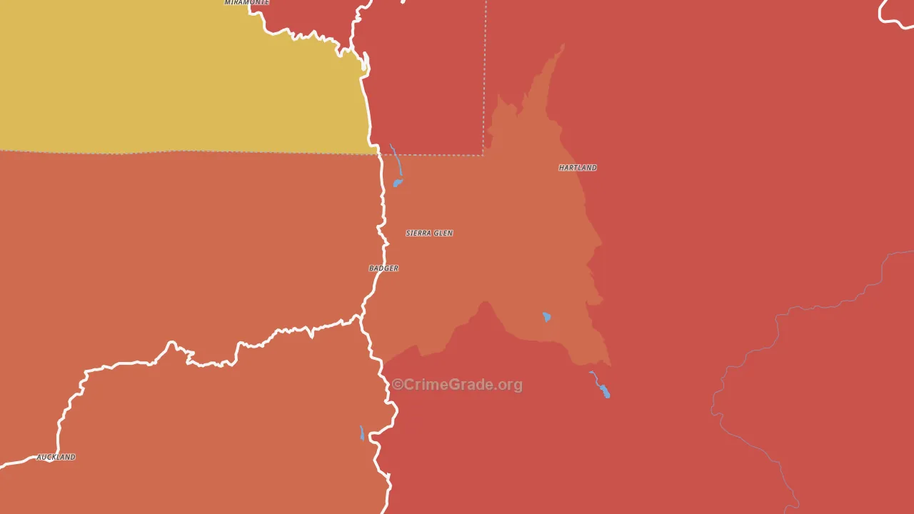 Badger, CA Map of Burglary Rates