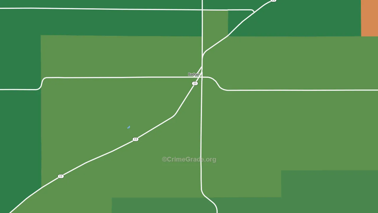 Badger, MN Map of Burglary Rates