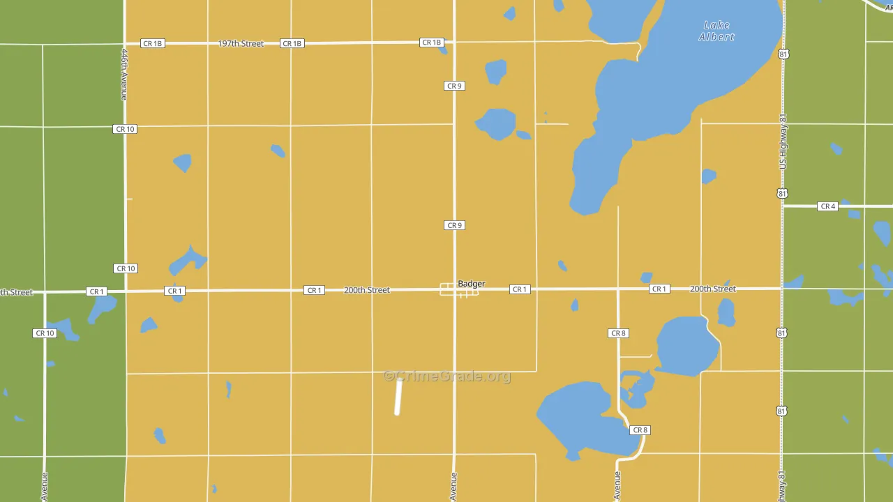Badger, SD Map of Burglary Rates