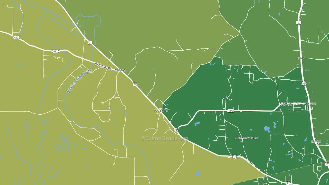 Bagdad, LA Map of Burglary Rates