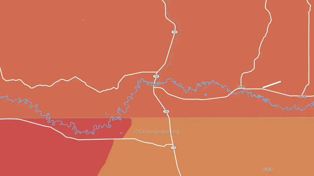 Baggs, WY Map of Burglary Rates