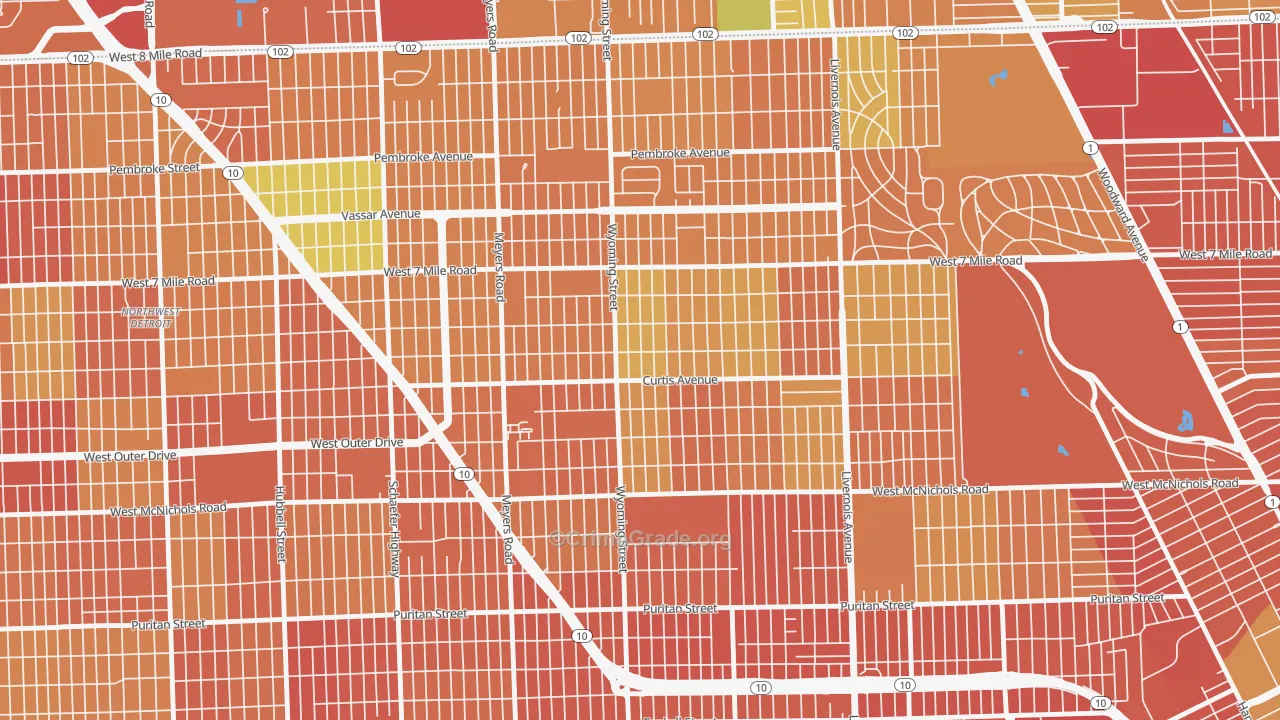 Bagley, Detroit, MI Map of Burglary Rates