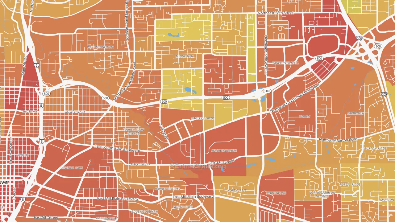 Bagley Downs, Vancouver, WA Map of Burglary Rates