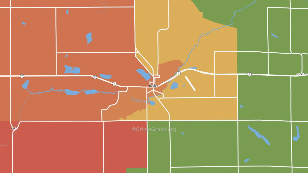 Bagley, MN Map of Burglary Rates