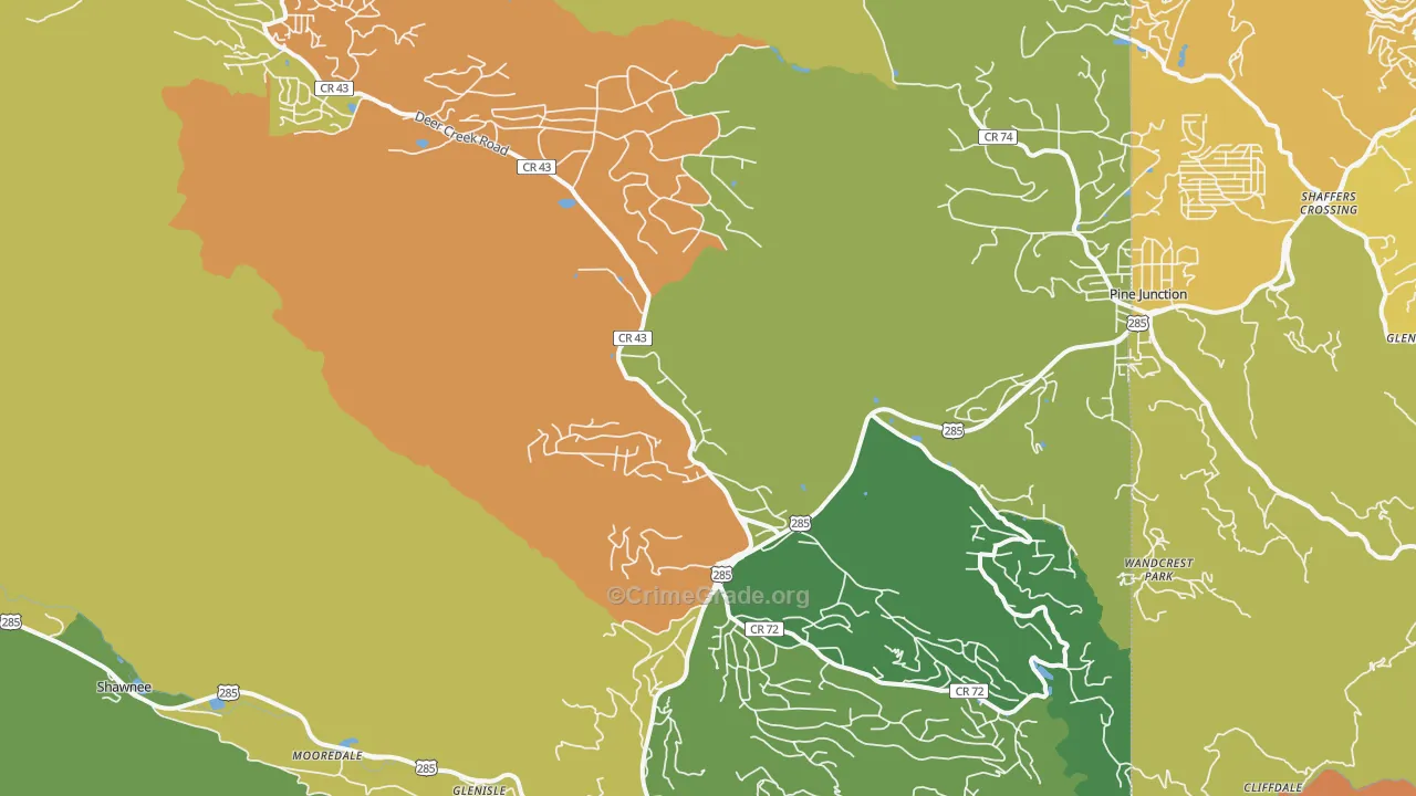 Bailey, CO Map of Burglary Rates