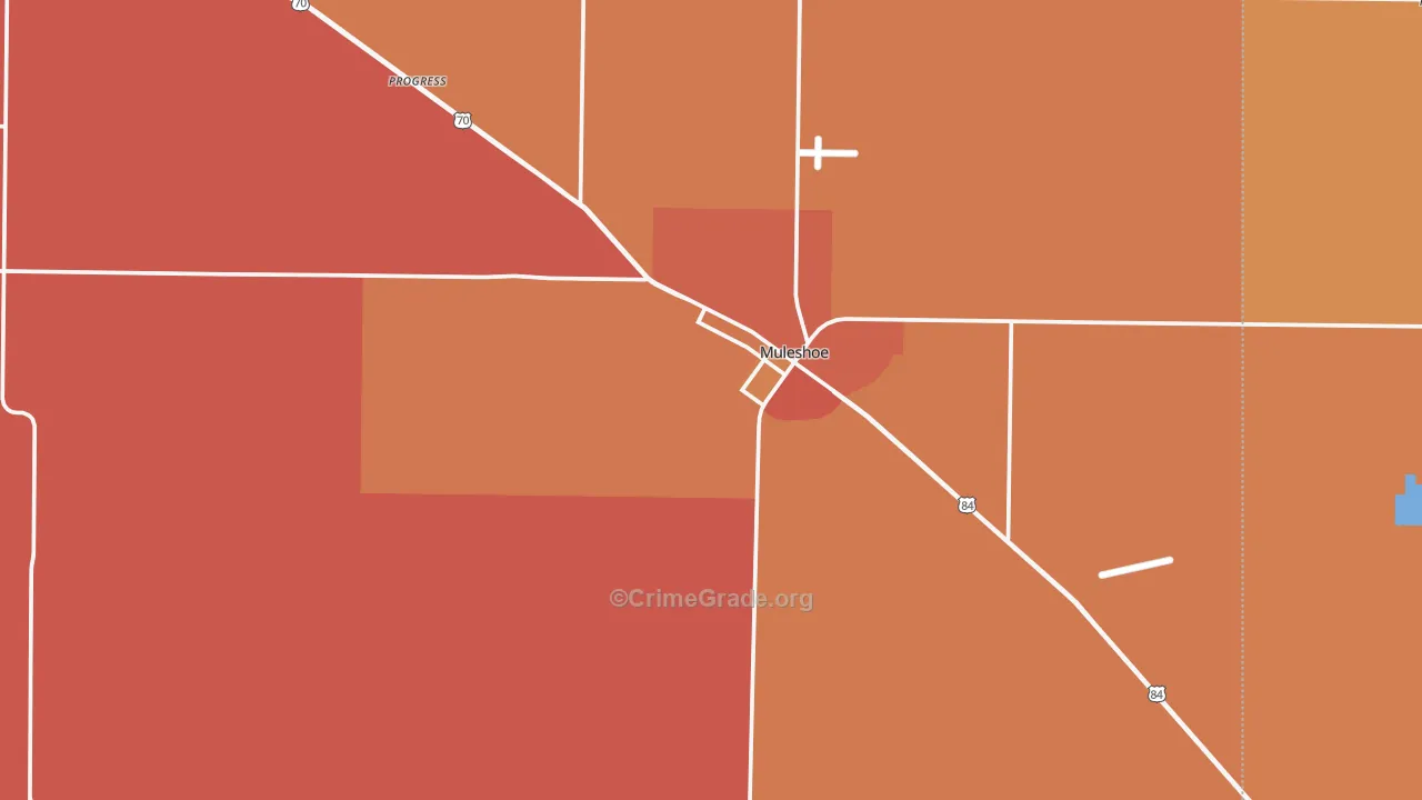 Bailey County, TX Map of Burglary Rates