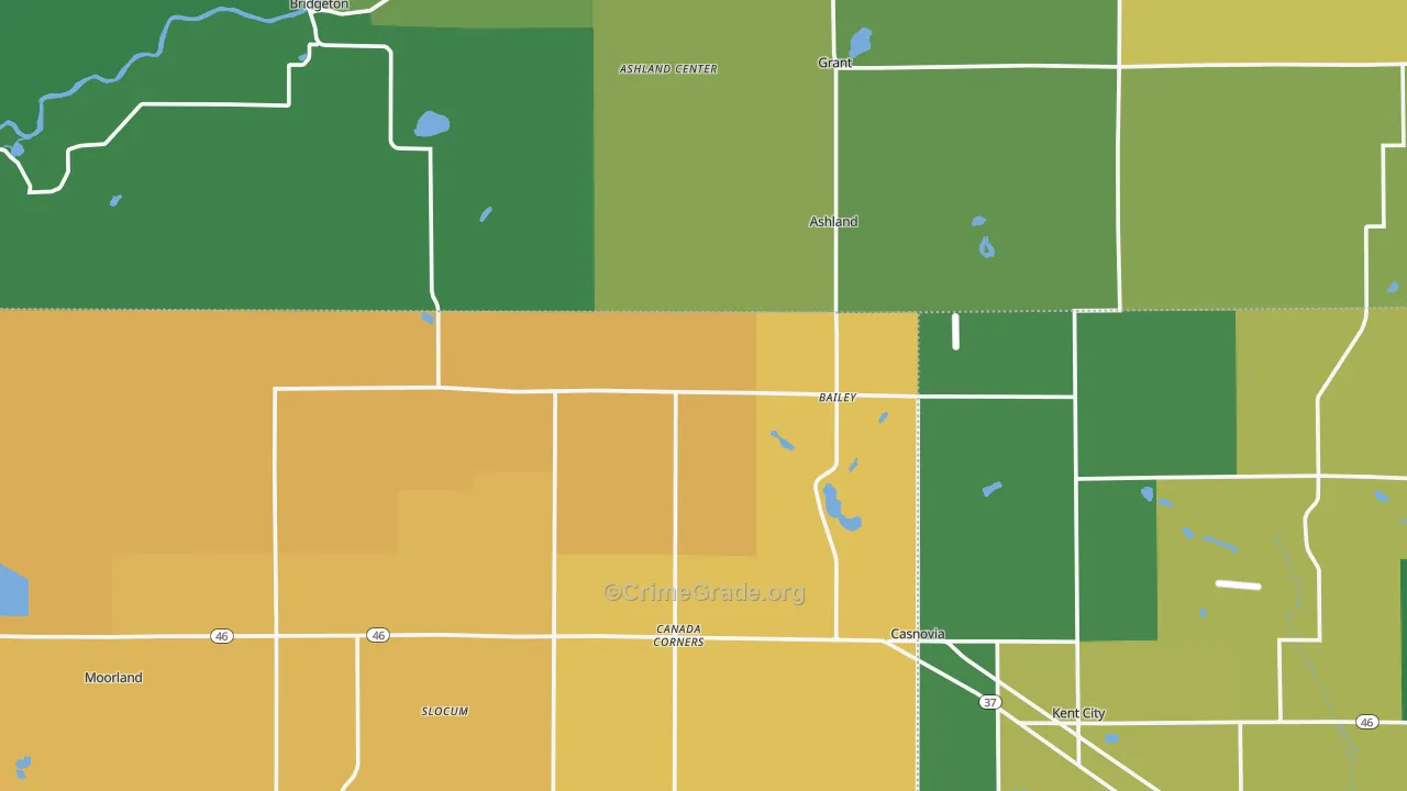 Bailey, MI Map of Burglary Rates