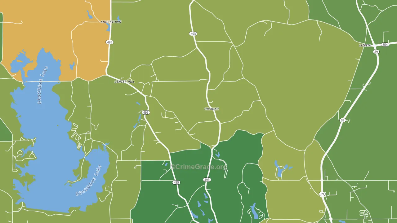 Bailey, MS Map of Burglary Rates