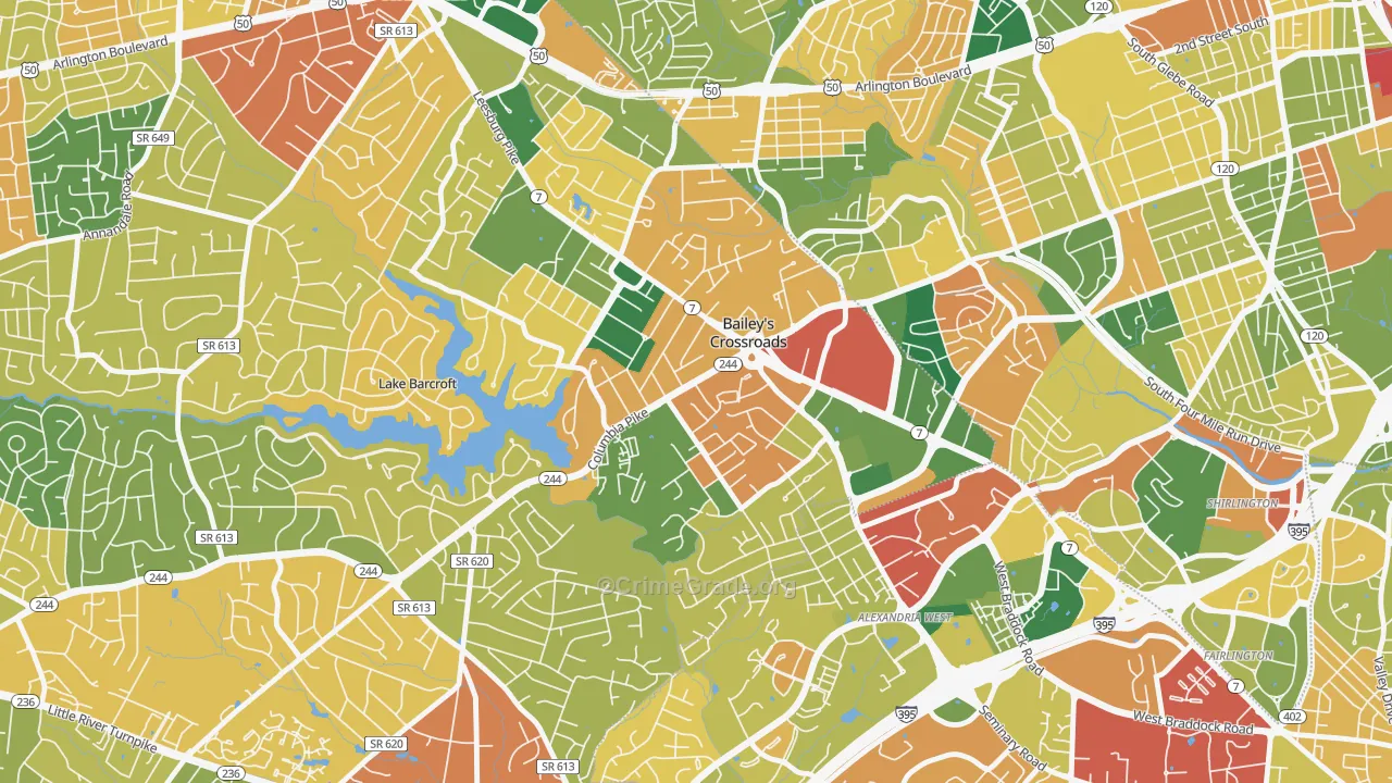 Bailey's Crossroads, Falls Church, VA Map of Burglary Rates