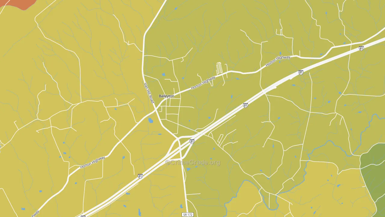 Baileyton, TN Map of Burglary Rates
