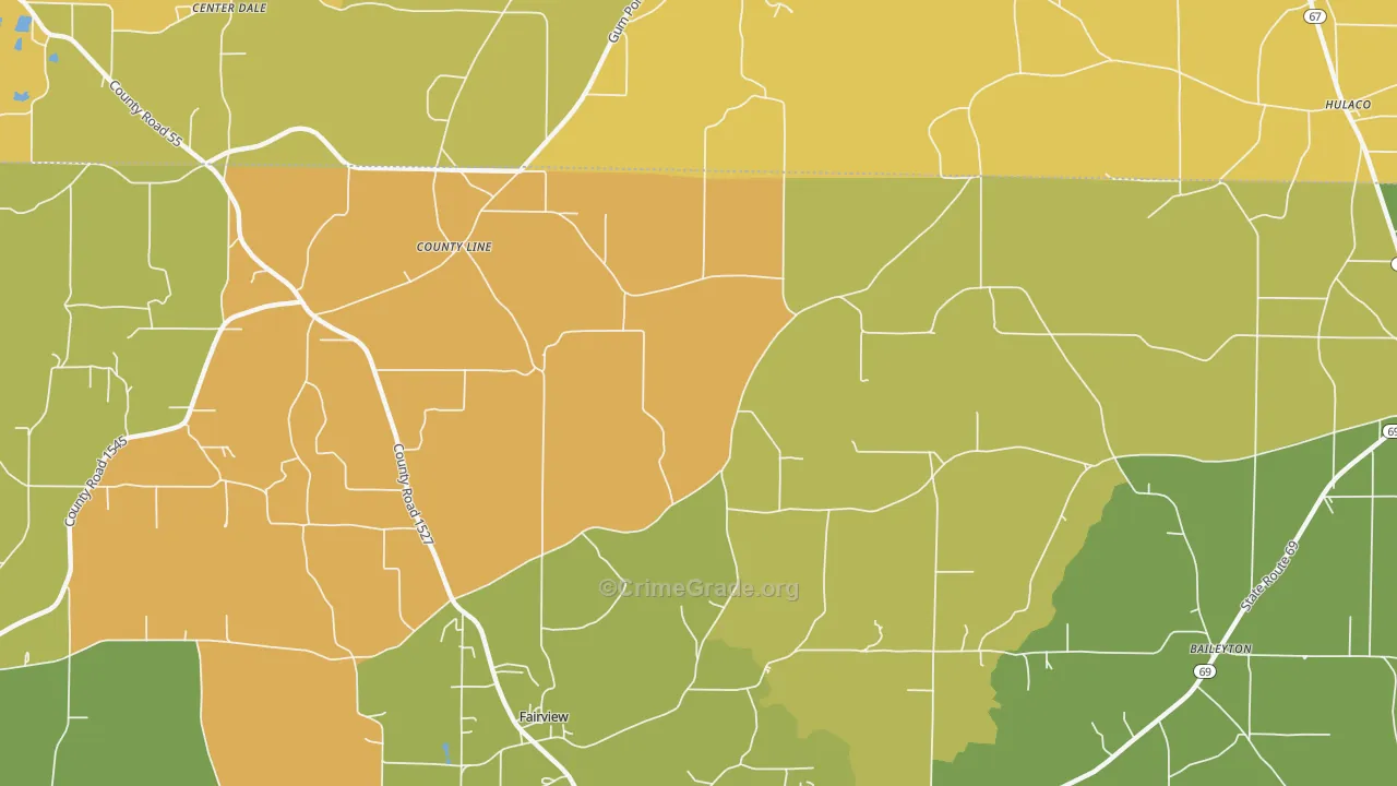 Baileytown, AL Map of Burglary Rates