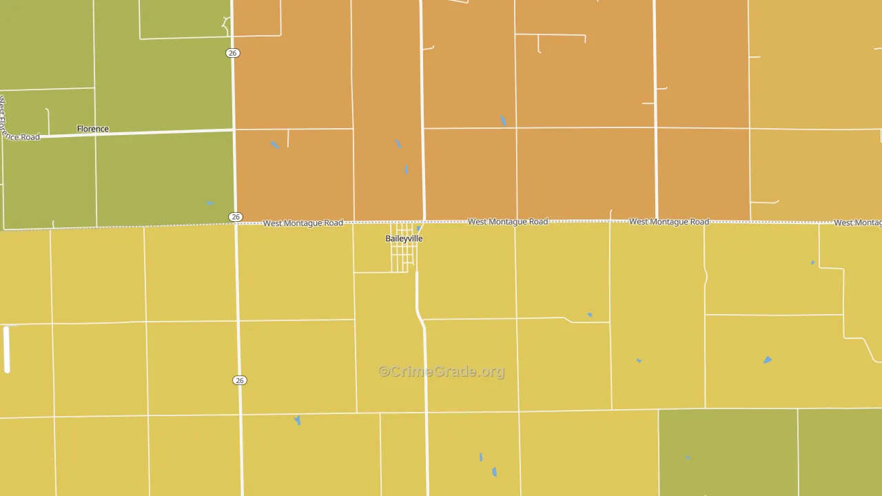 Baileyville, IL Map of Burglary Rates
