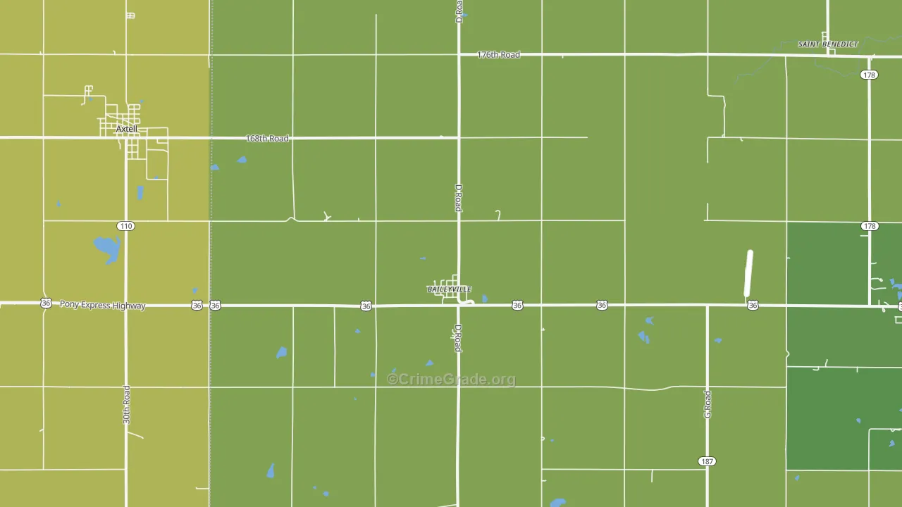 Baileyville, KS Map of Burglary Rates