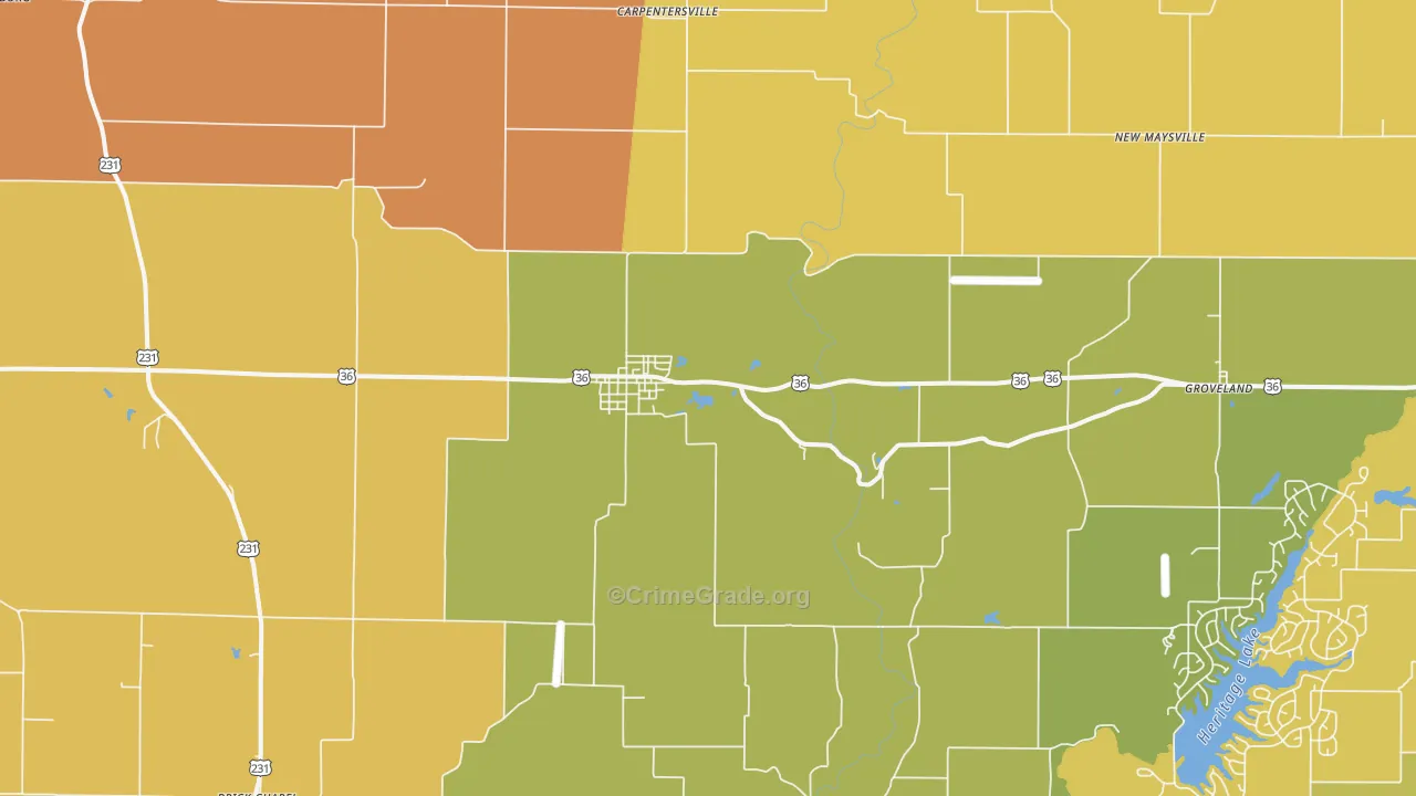 Bainbridge, IN Map of Burglary Rates