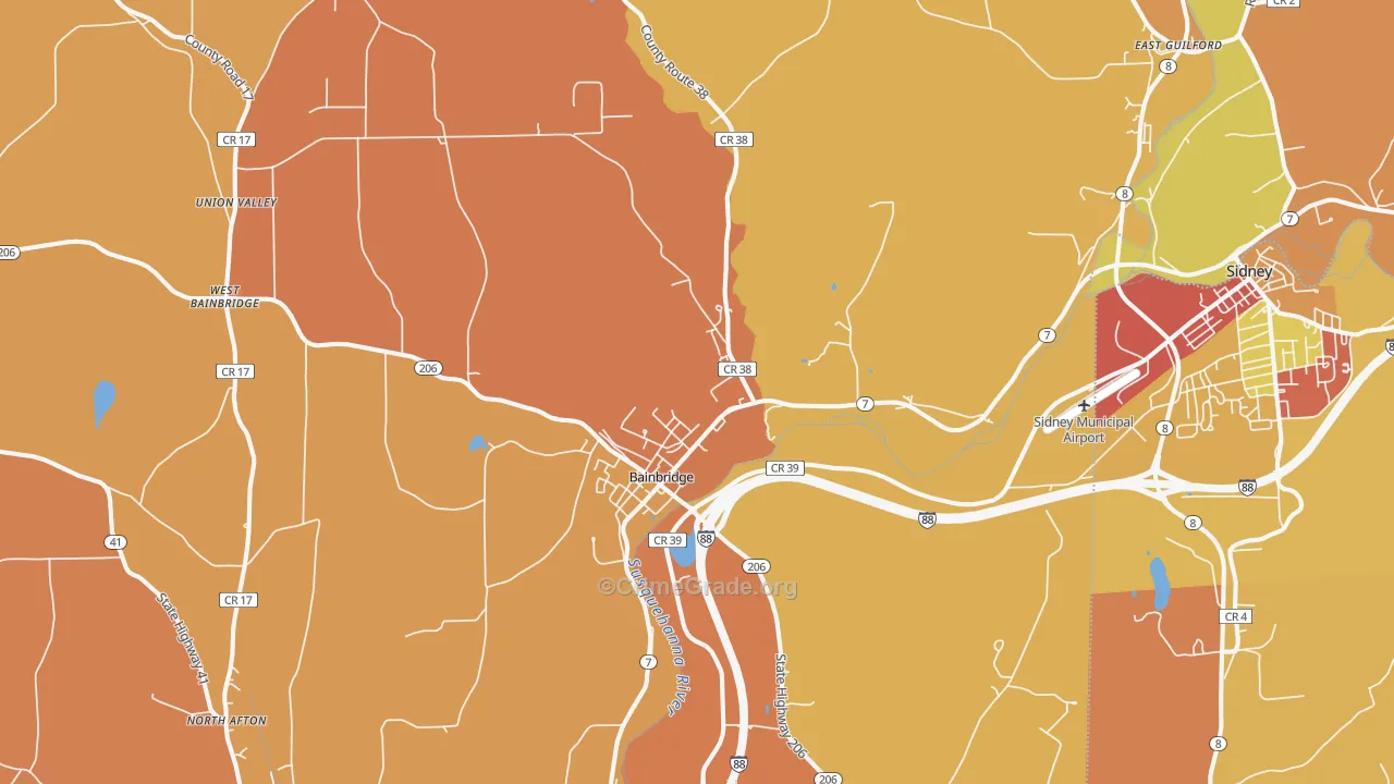 Bainbridge, NY Map of Burglary Rates