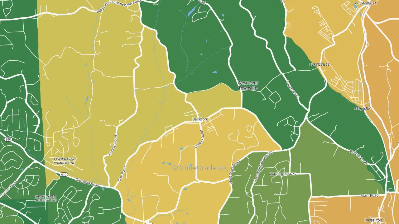 Bairdford, PA Map of Burglary Rates