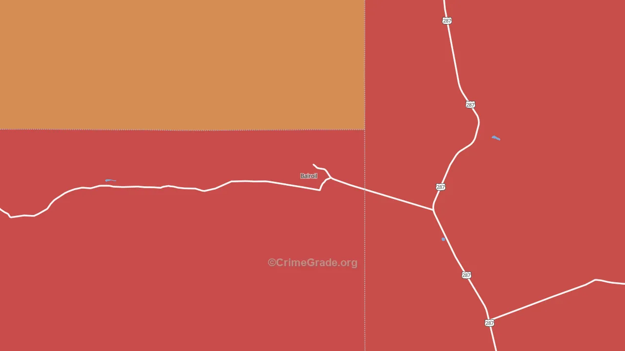 Bairoil, WY Map of Burglary Rates