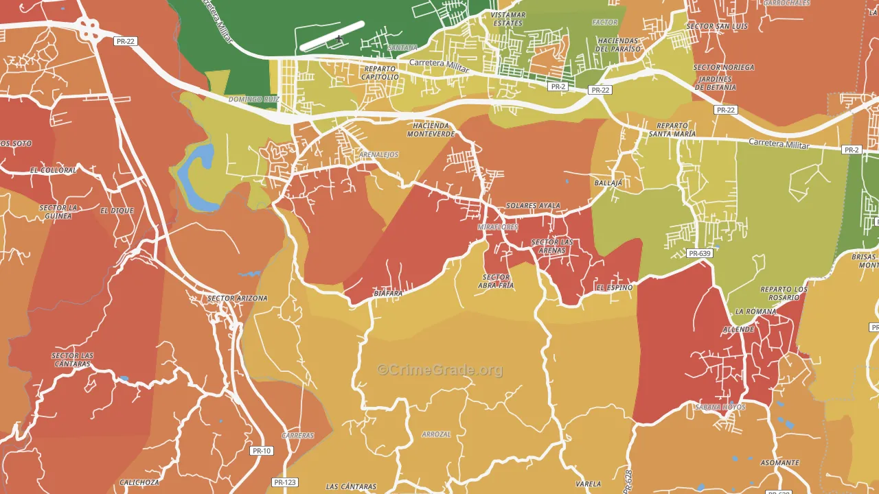 Bajadero, PR Map of Burglary Rates