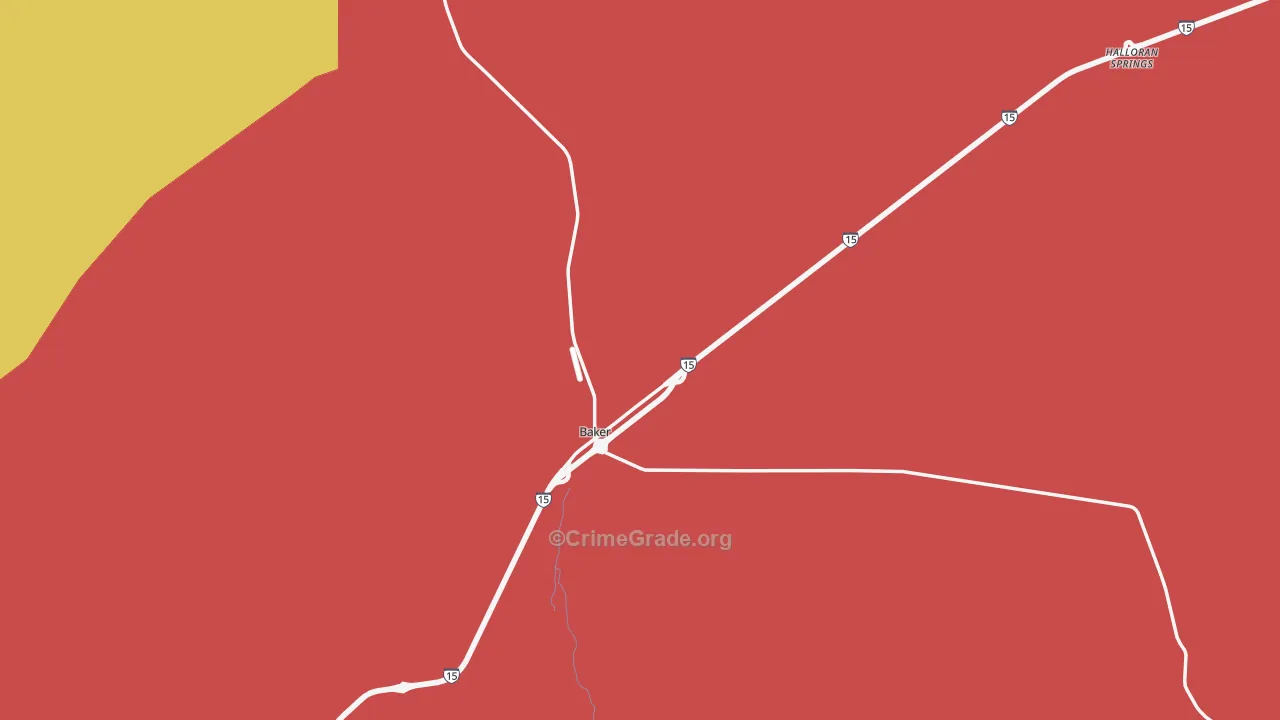 Baker, CA Map of Burglary Rates
