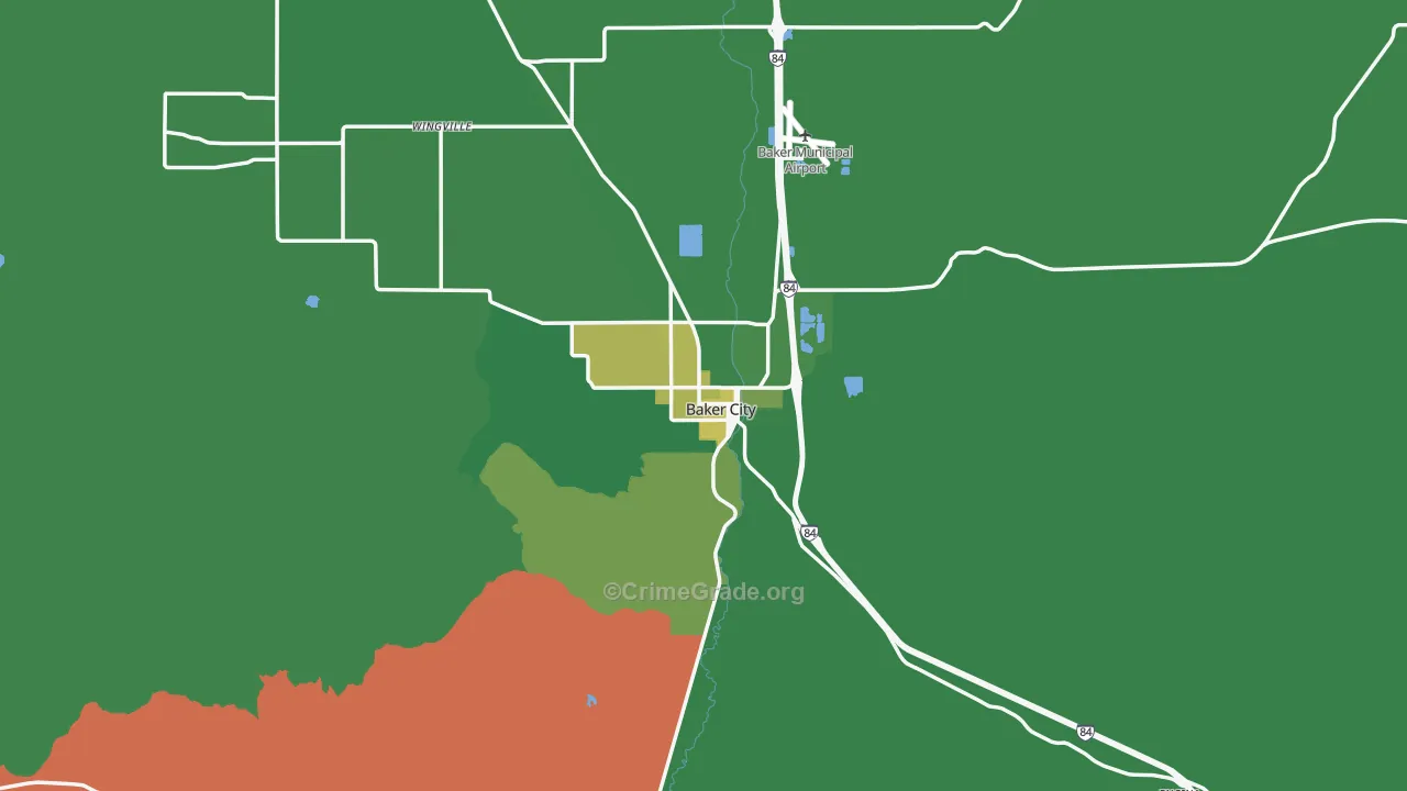 Baker City, OR Map of Burglary Rates