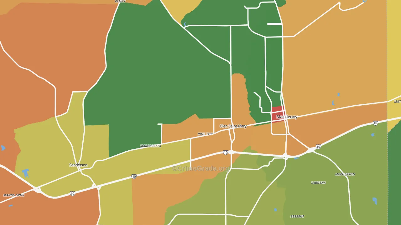 Baker County, FL Map of Burglary Rates