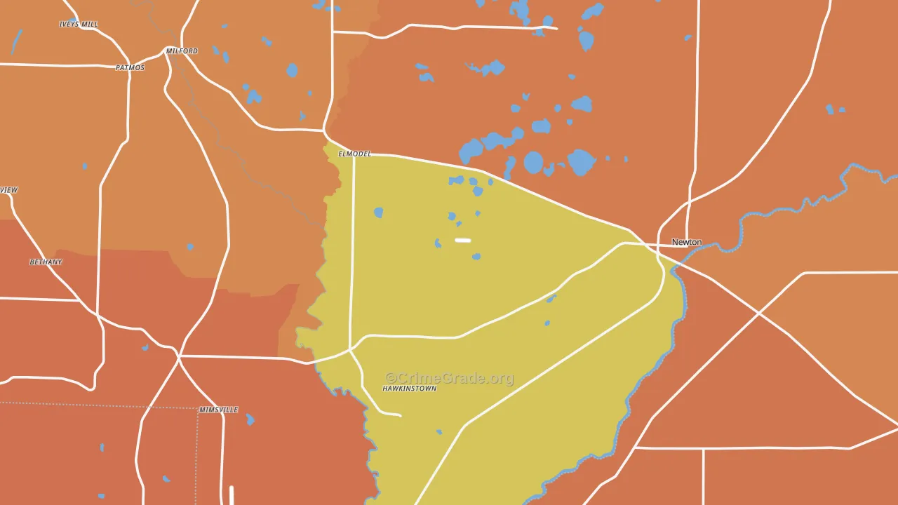 Baker County, GA Map of Burglary Rates