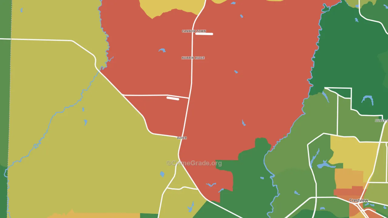 Baker, FL Map of Burglary Rates