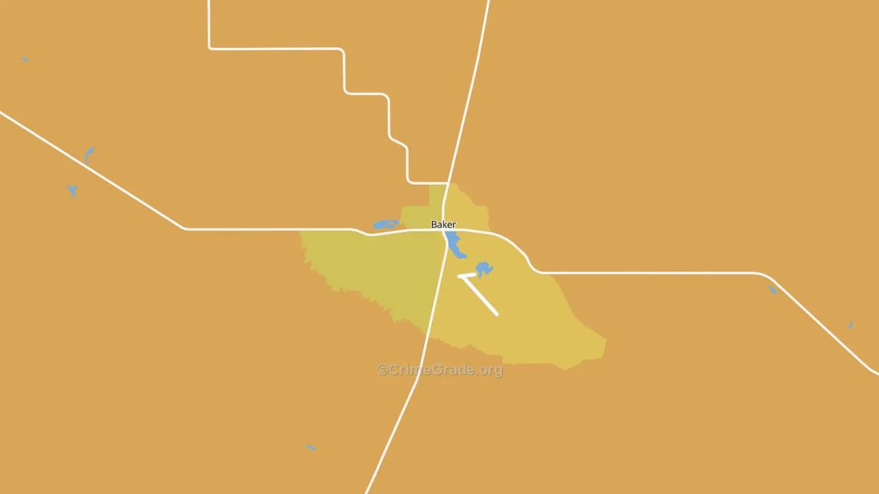 Baker, MT Map of Burglary Rates
