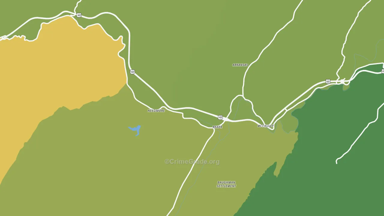 Baker, WV Map of Burglary Rates