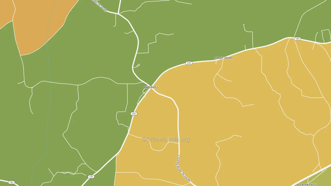 Bakerhill, AL Map of Burglary Rates