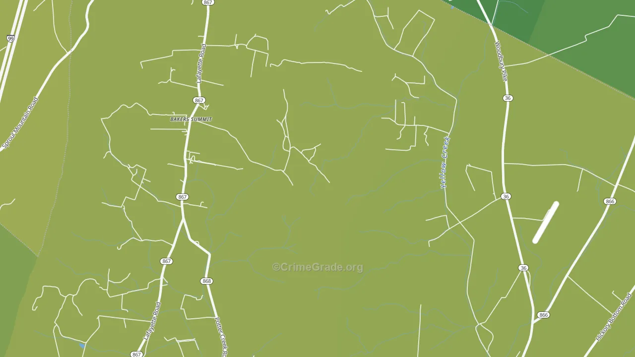 Bakers Summit, PA Map of Burglary Rates