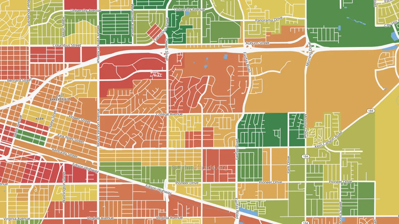 Bakersfield Country Club, Bakersfield, CA Map of Burglary Rates