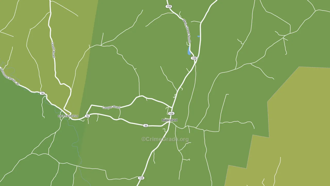 Bakersfield, VT Map of Burglary Rates