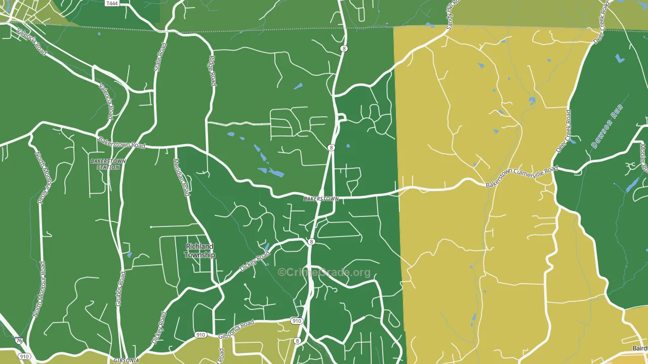 Bakerstown, PA Map of Burglary Rates