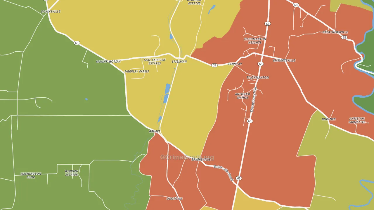 Bakersville, MD Map of Burglary Rates