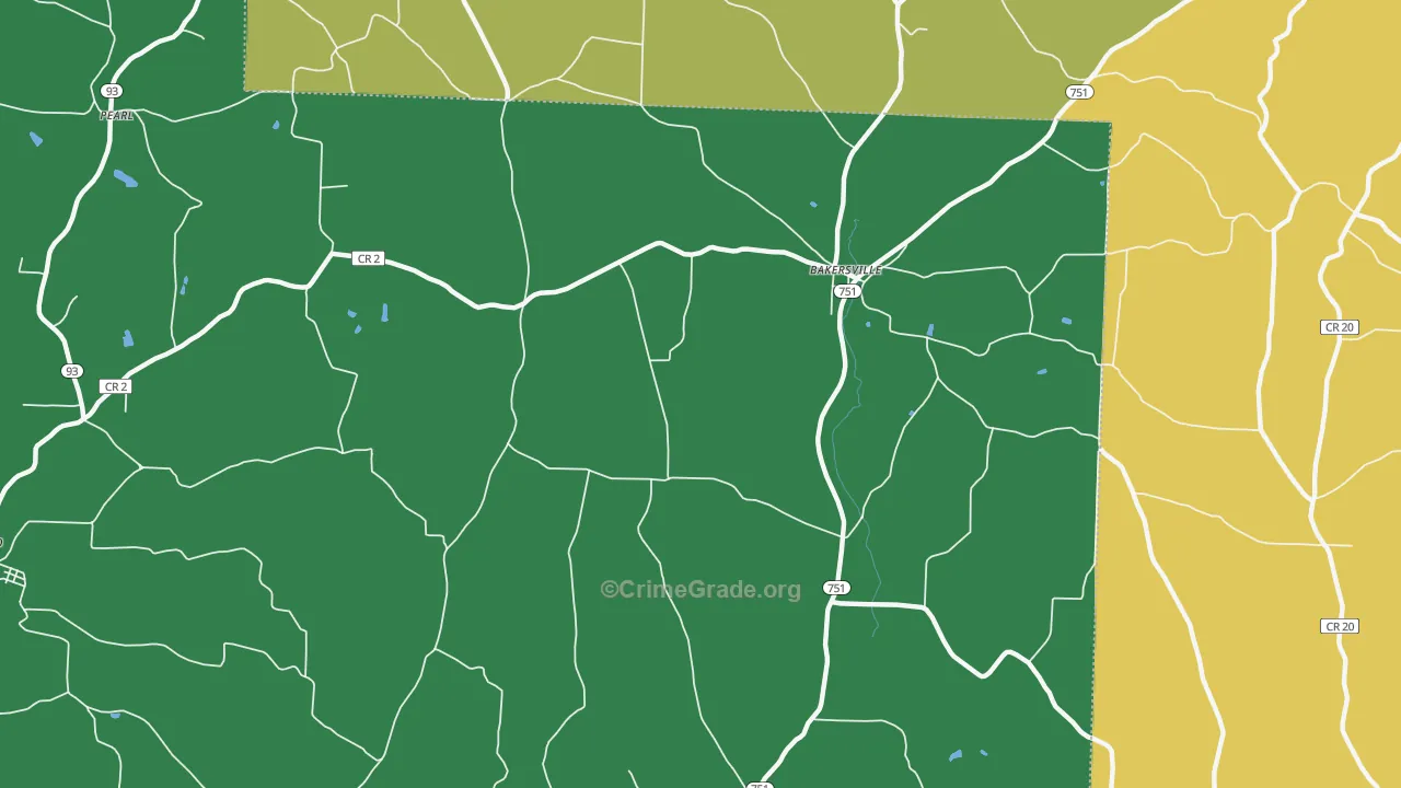 Bakersville, OH Map of Burglary Rates